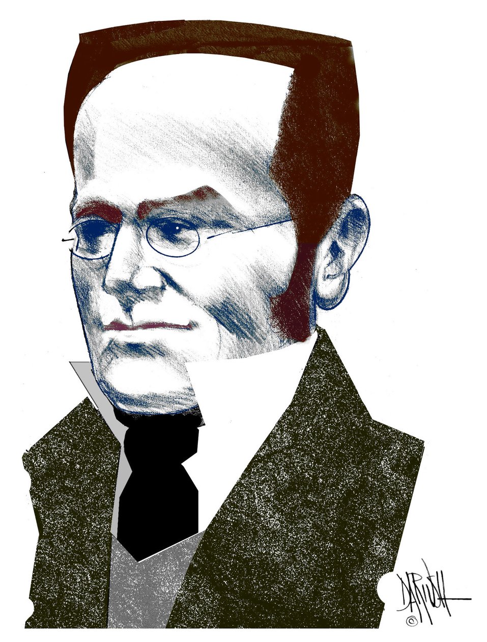 Max Stirner , 2016 (digitální kresba barevnou tužkou) od Dariush Radpour
