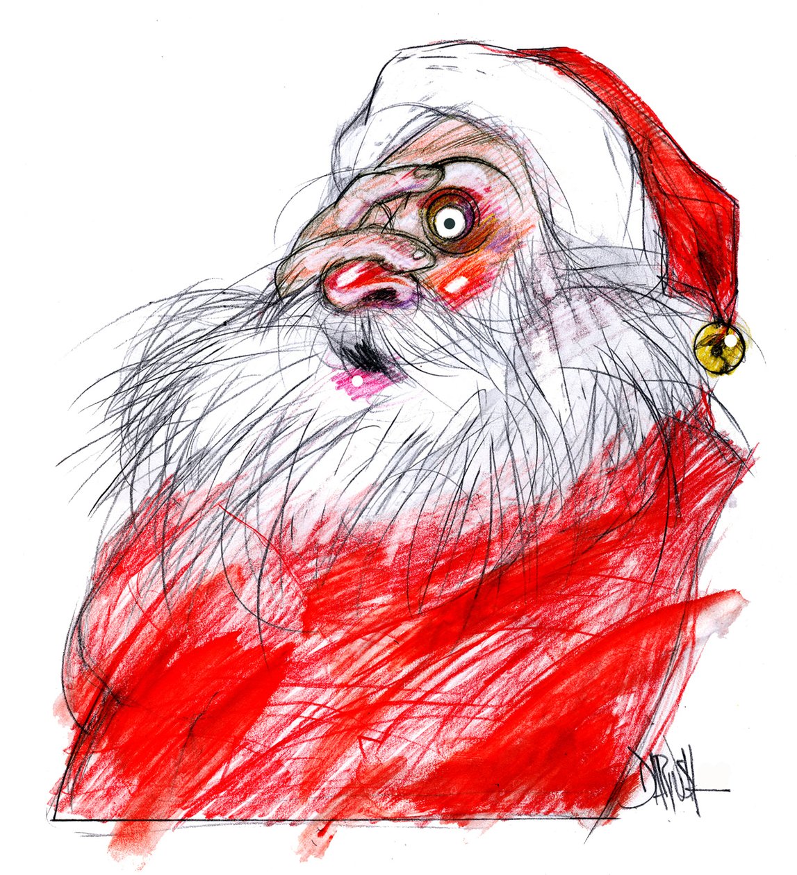 Santa Claus, 2008 (digitální kresba barevnou tužkou) od Dariush Radpour