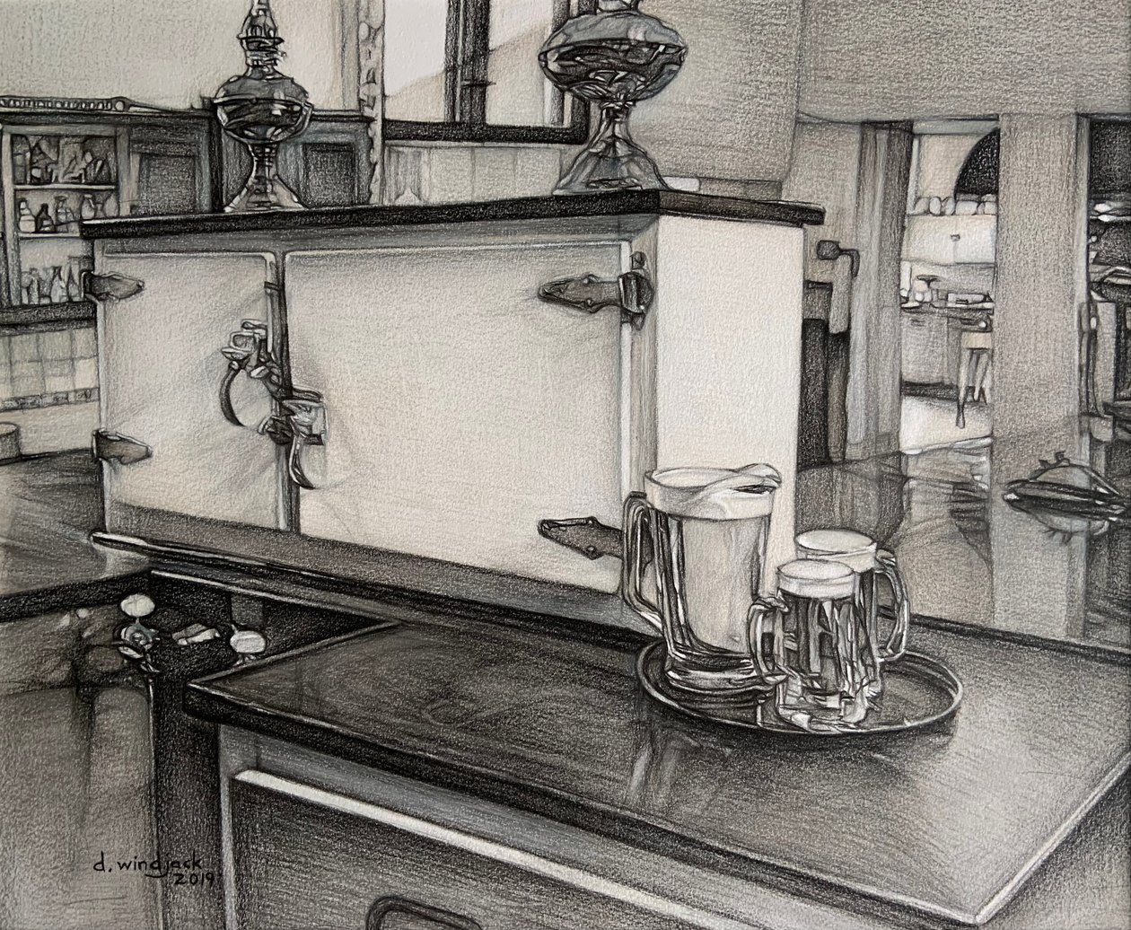 After Hour Drinks, 2019 (tužka na papíře) od Darrell Windjack