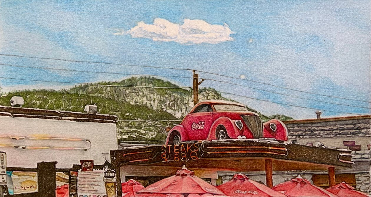 Zastávka na Route 66, 2024 (tužka na papíře) od Darrell Windjack