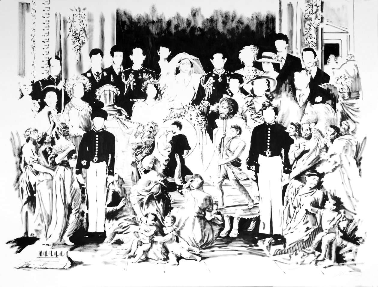 Balada o Charlesovi a Di, 2006 (indinánová tuš na papíře) od Darren Coffield