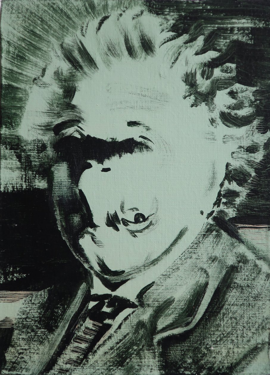 Einstein, 2013 (akryl na desce) od Darren Coffield