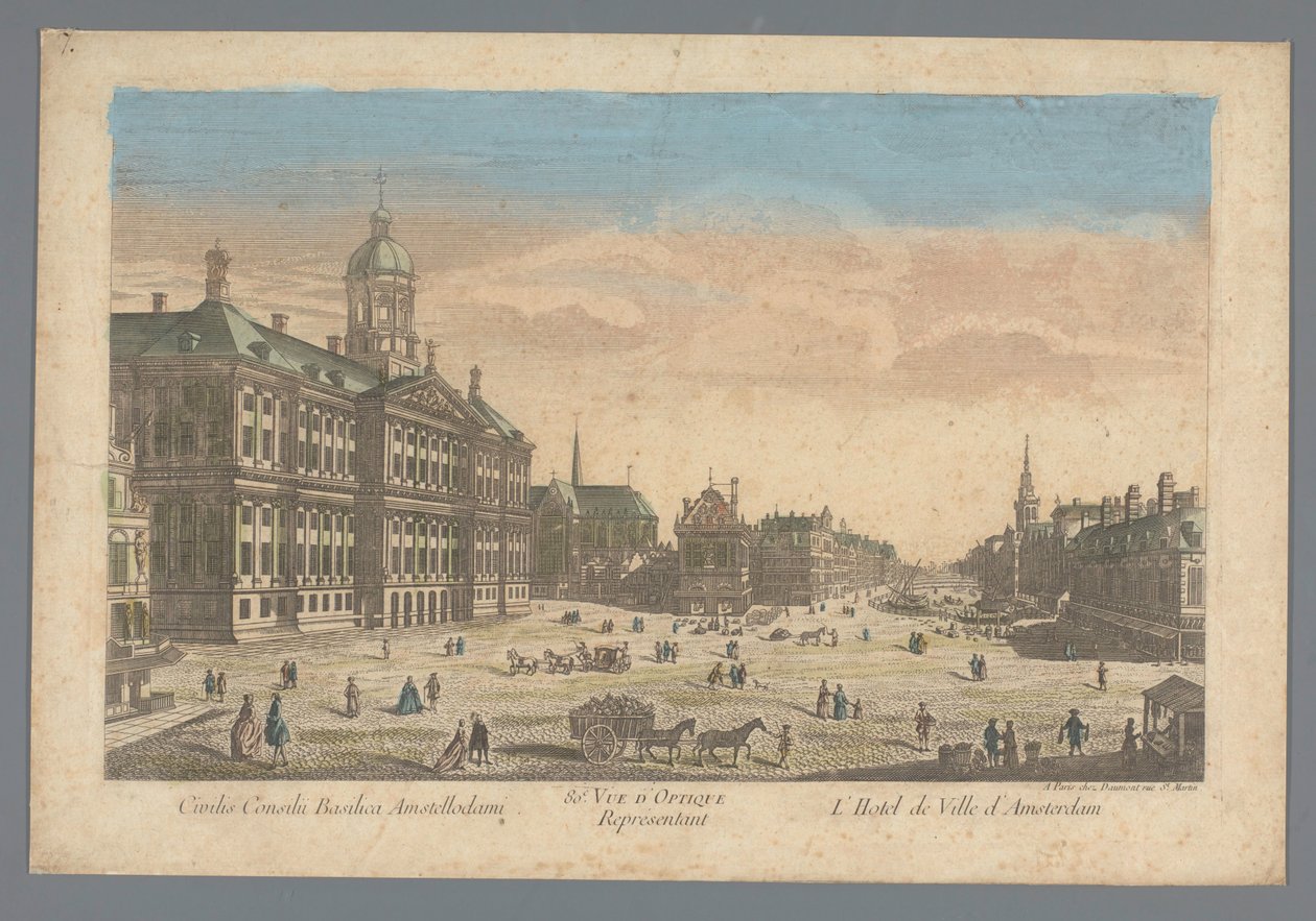 Pohled na radnici na náměstí Dam v Amsterdamu Civilis Consilu Basilica Amstellodami / So.e Vue D