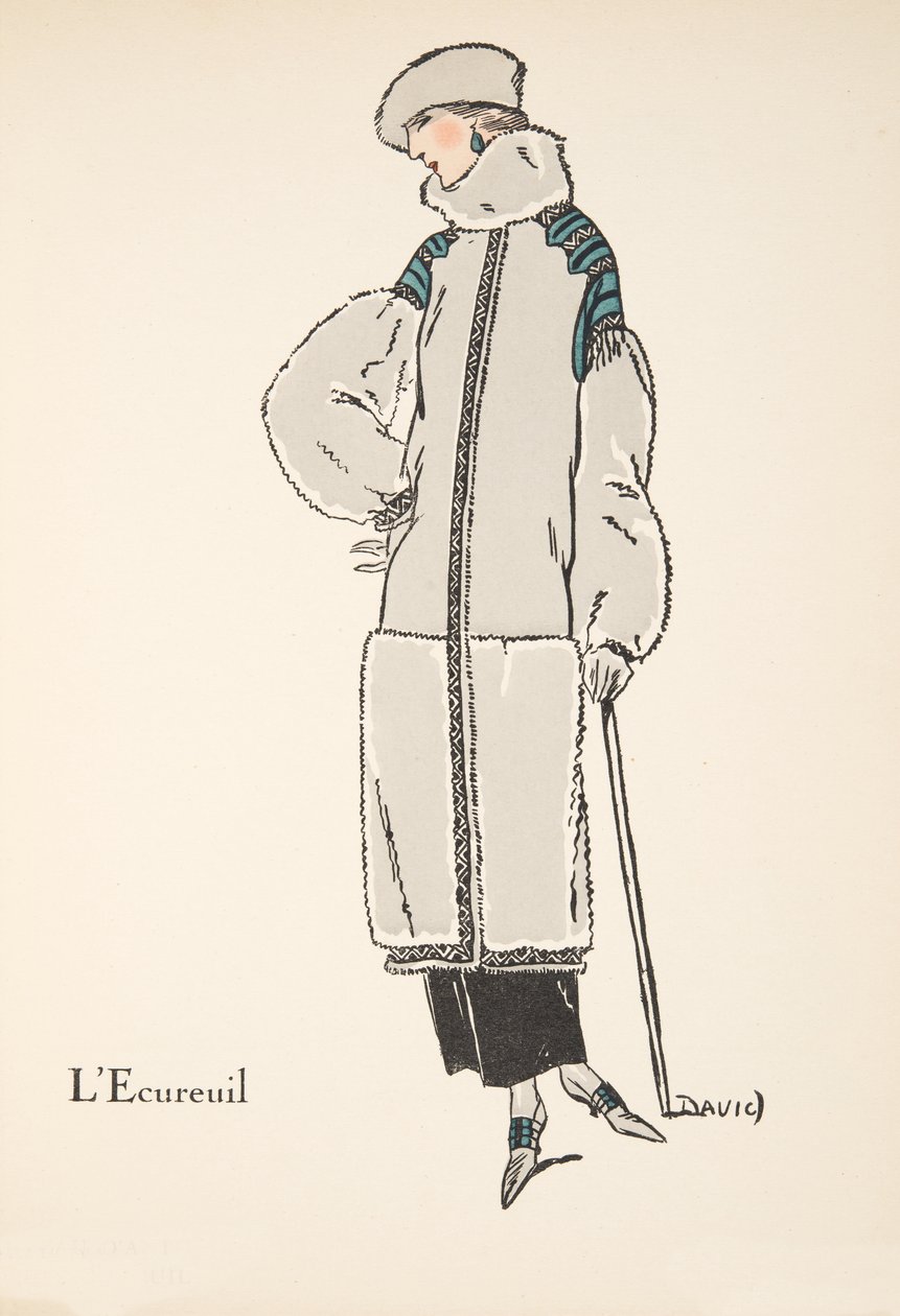 LEcureuil, ze sbírky módních talířů, 1922 (pochoir print) od David