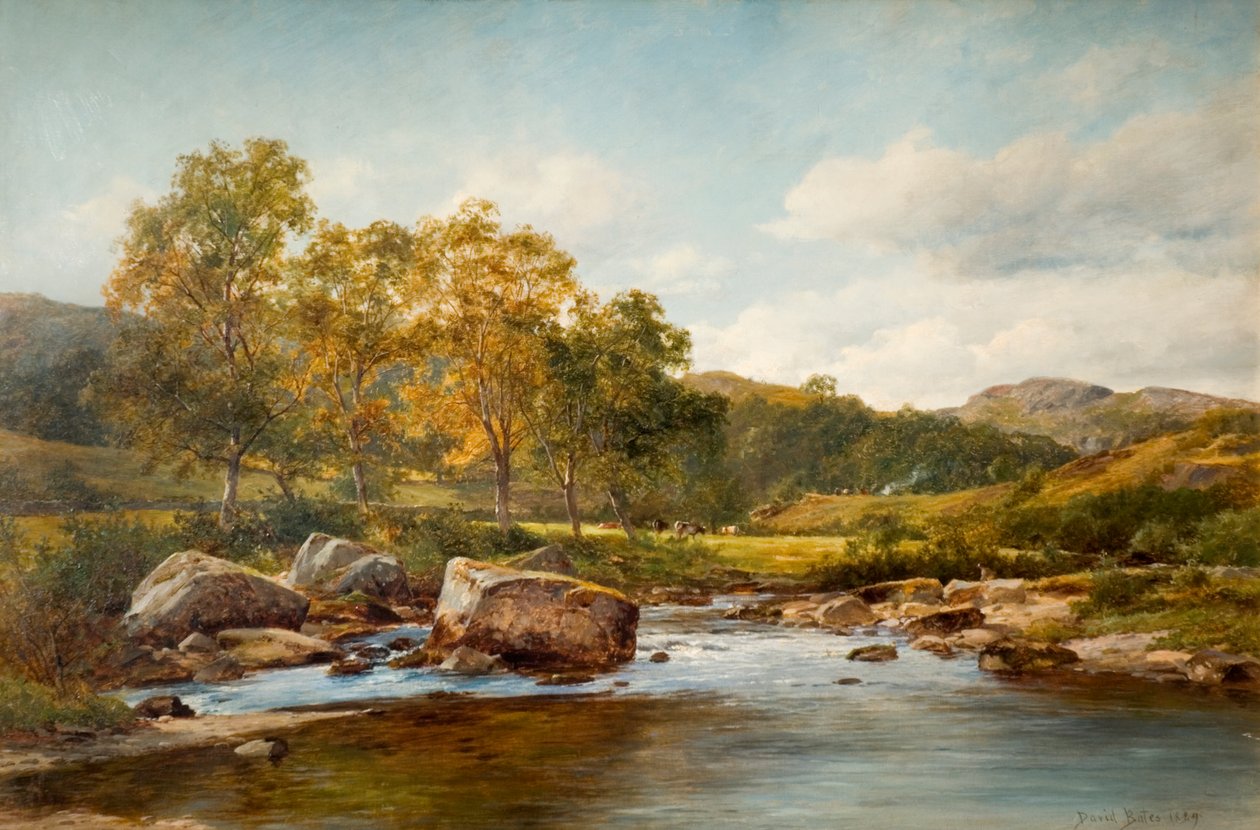 Kroky na řece Llugwy, 1889 od David Bates