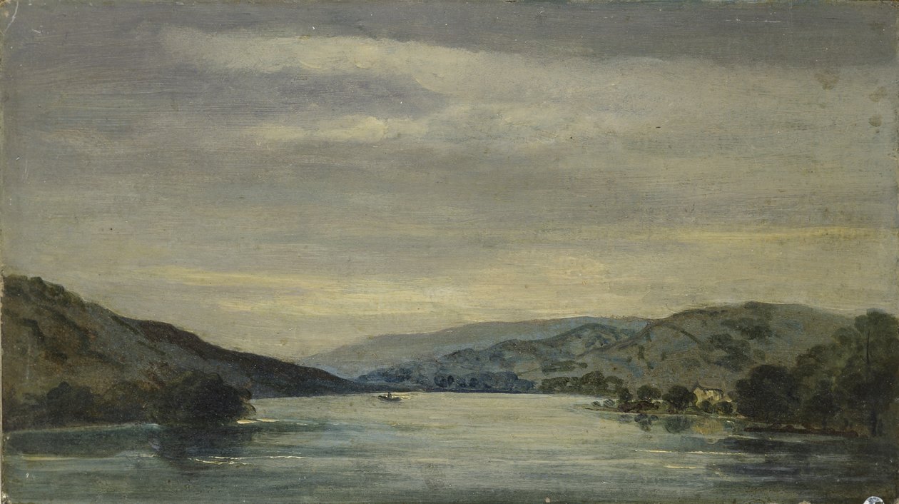 Coniston Water, 1838 (olej na desce, nalepeno jako kresba) od David Charles Read