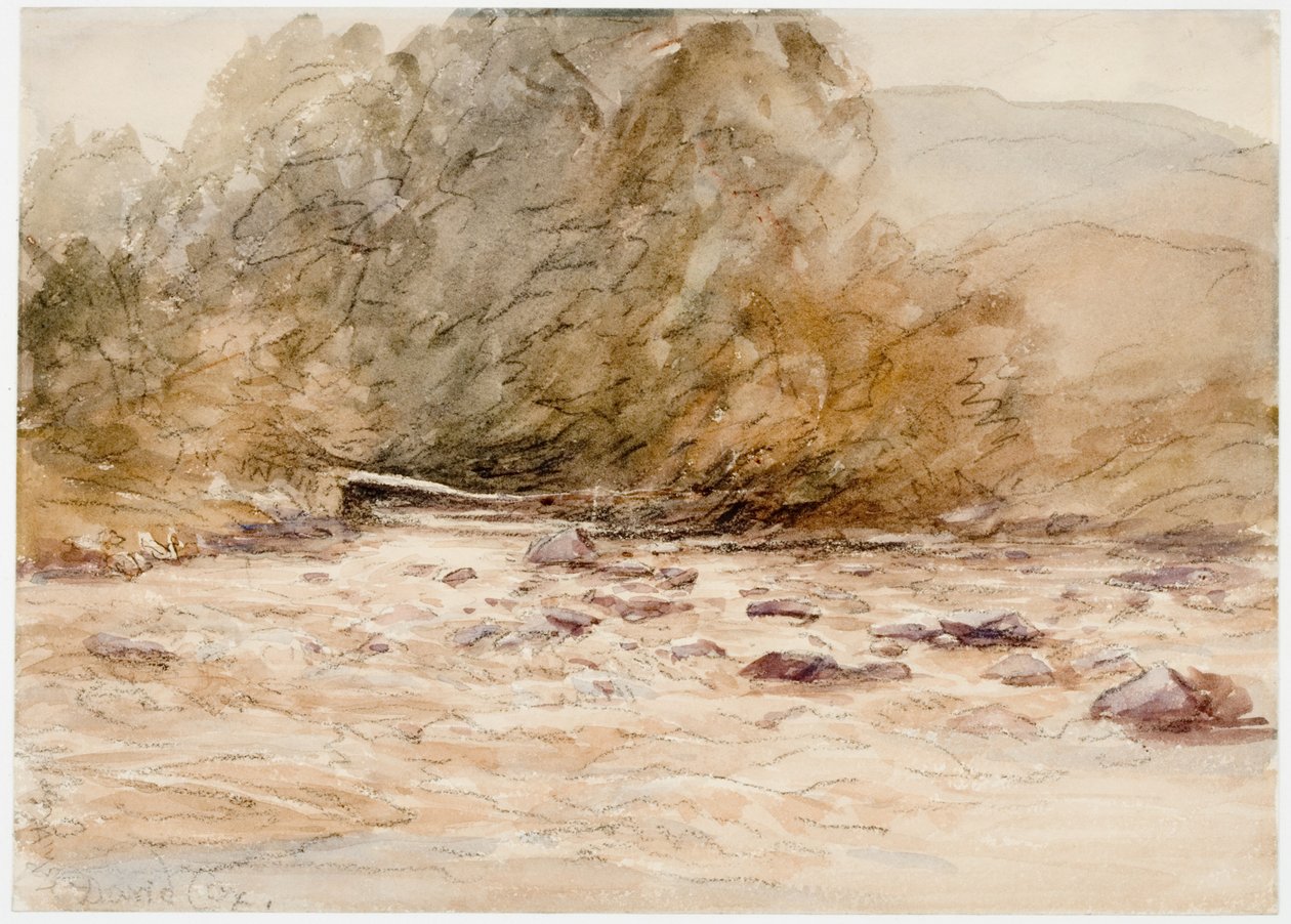 Horský potok (uhlí a akvarel na papíře (nalepený na papíře)) od David Cox