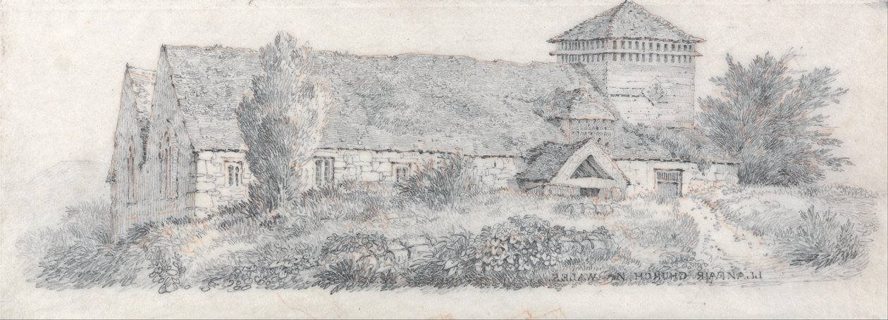 Llanfair Church, North Wales za pojednání o krajinomalbě a efektu ve vodových barvách od David Cox