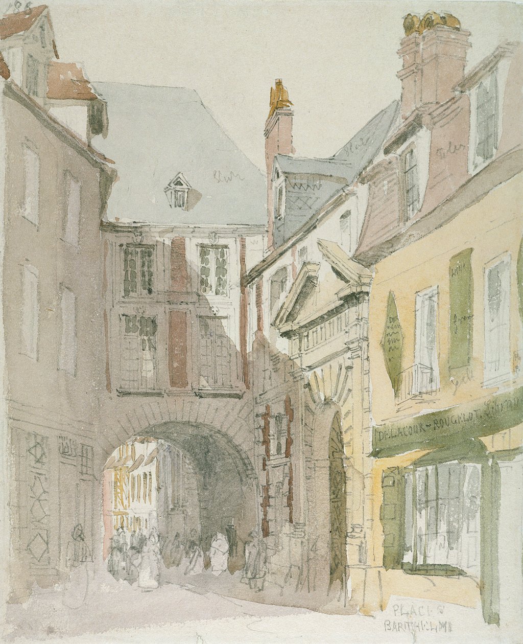 Place Barthelme, Paris, c.1829 (Wc a šedá omytí tužkou na papíře) od David Cox