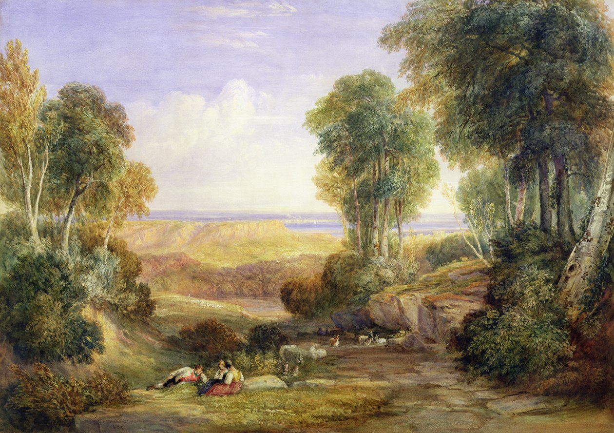 Spojení Severn a Wye s Chepstow v dálce, 1830 od David Cox
