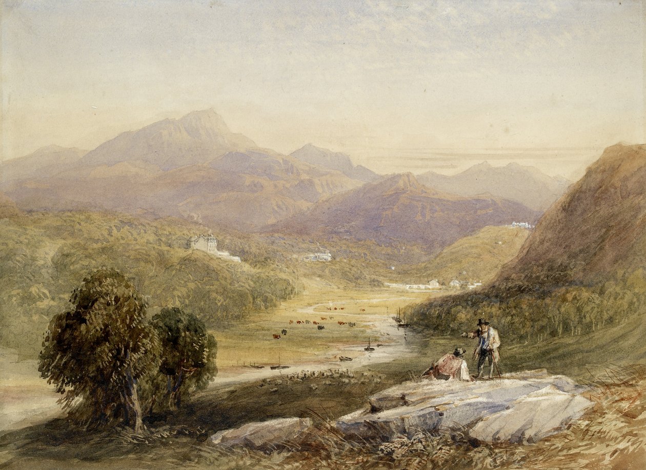 The Vale of Ffestiniog, Merionethshire (akvarel na papíře) od David Cox