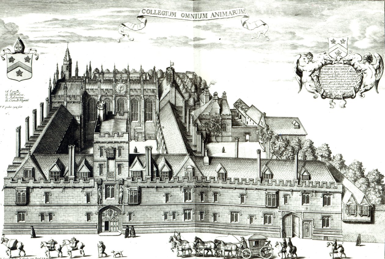 All Souls College, Oxfordská univerzita, 1675 od David Loggan