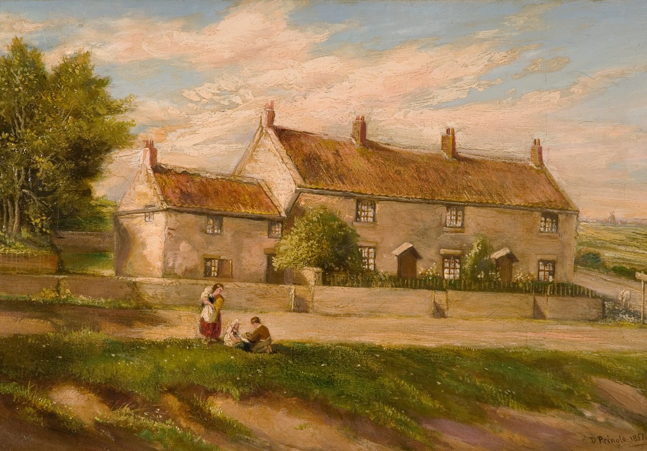 Venkovská scéna s řadou chalup, 1851 od David Pringle