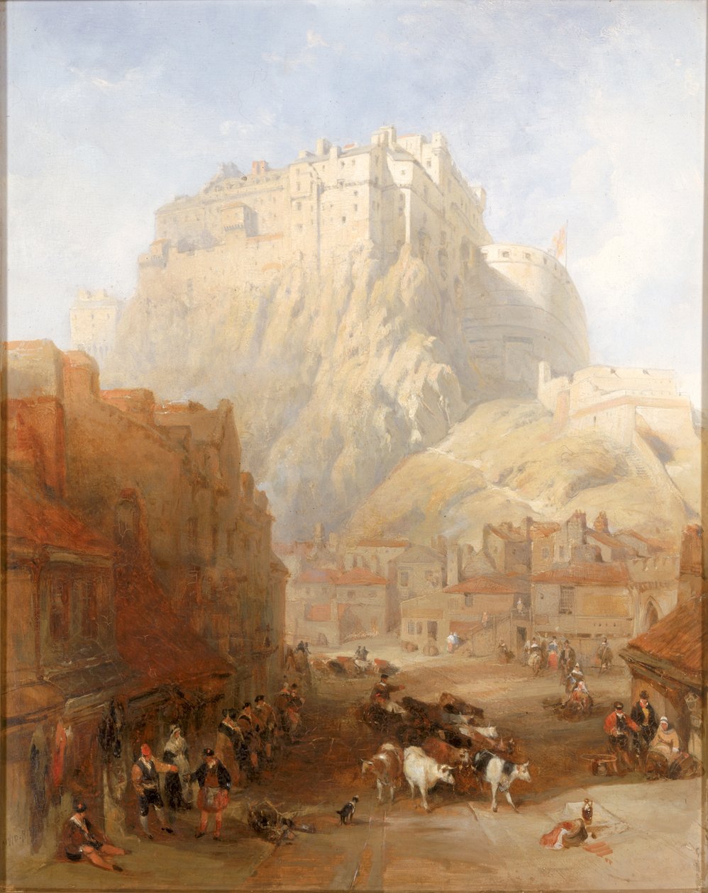 Edinburghský hrad z Grassmarketu, 1837 od David Roberts