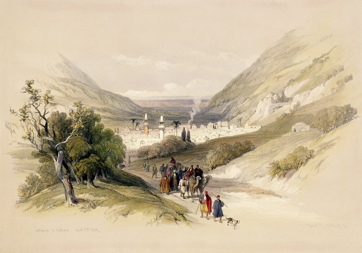 Vchod do Nablous, 17. dubna 1839, deska 41 ze svazku I „Svaté země“, vyrytý hospodou Louisem Haghem (1806-85). 1842 od David Roberts
