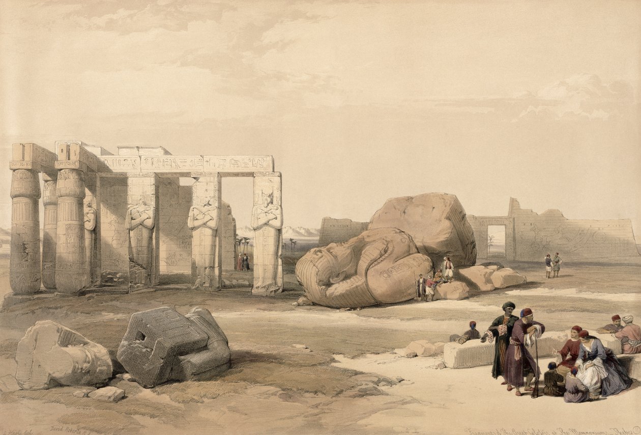 Fragmenty Velkého kolosu v The Memnonium, Théby, z Egypta a Núbie, sv.1 od David Roberts