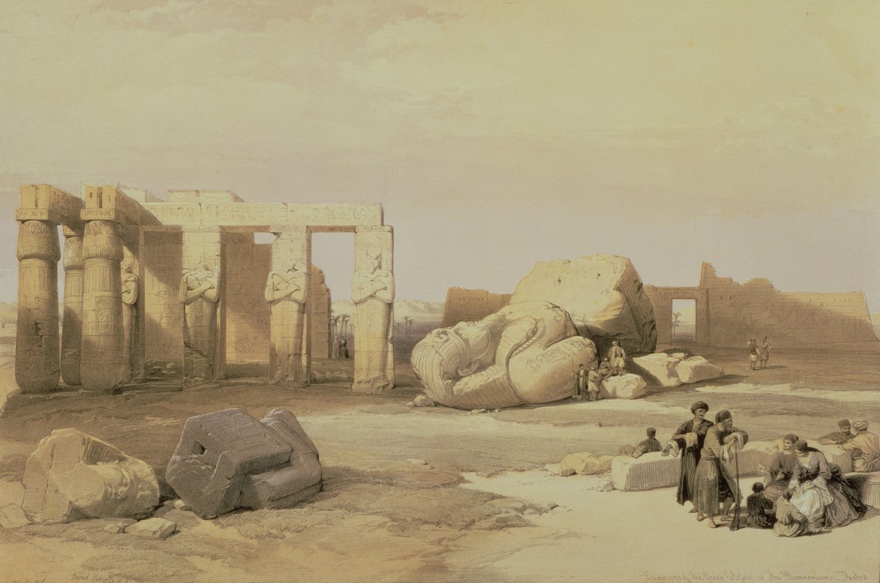 Fragmenty Velkého kolosu, v Memnoniu, Théby, 1937 př.nl od David Roberts