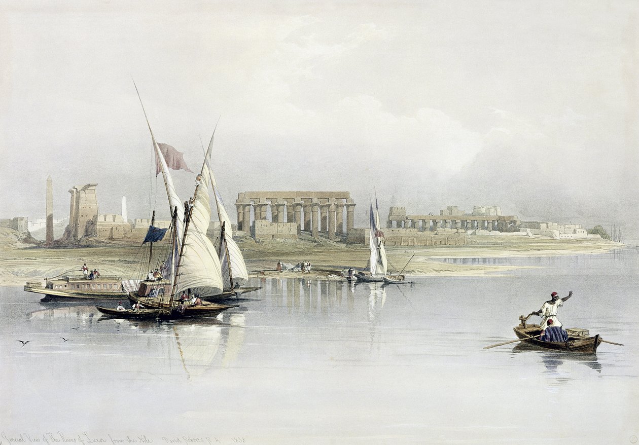 Celkový pohled na ruiny Luxoru od Nilu, z Egypta a Núbie, sv.1 od David Roberts