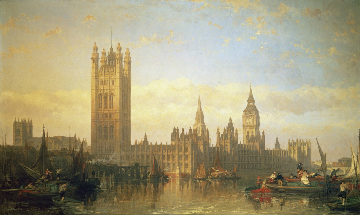 Nový Westminsterský palác od řeky Temže od David Roberts