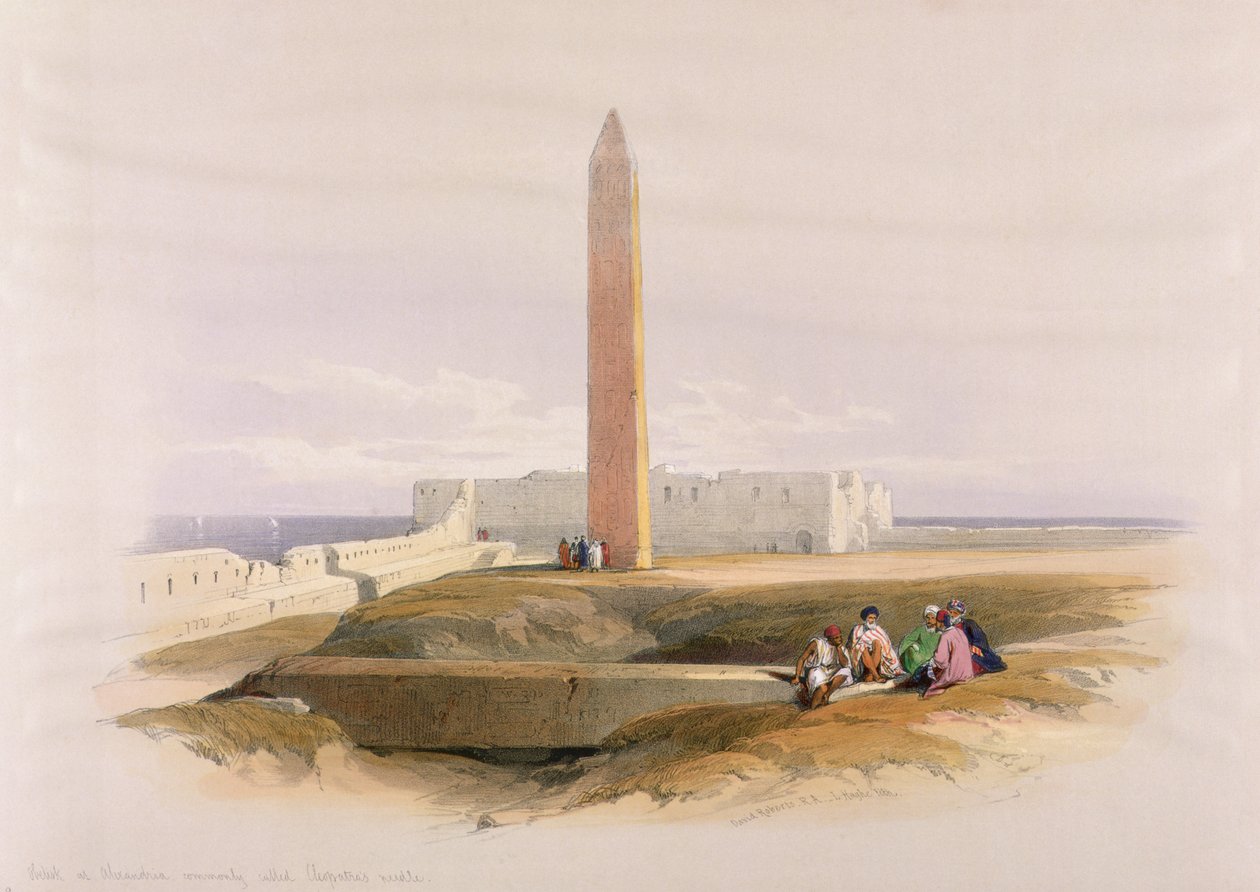 Obelisk v Alexandrii, běžně nazývaný Kleopatřina jehla, z Egypta a Núbie, sv.1 od David Roberts