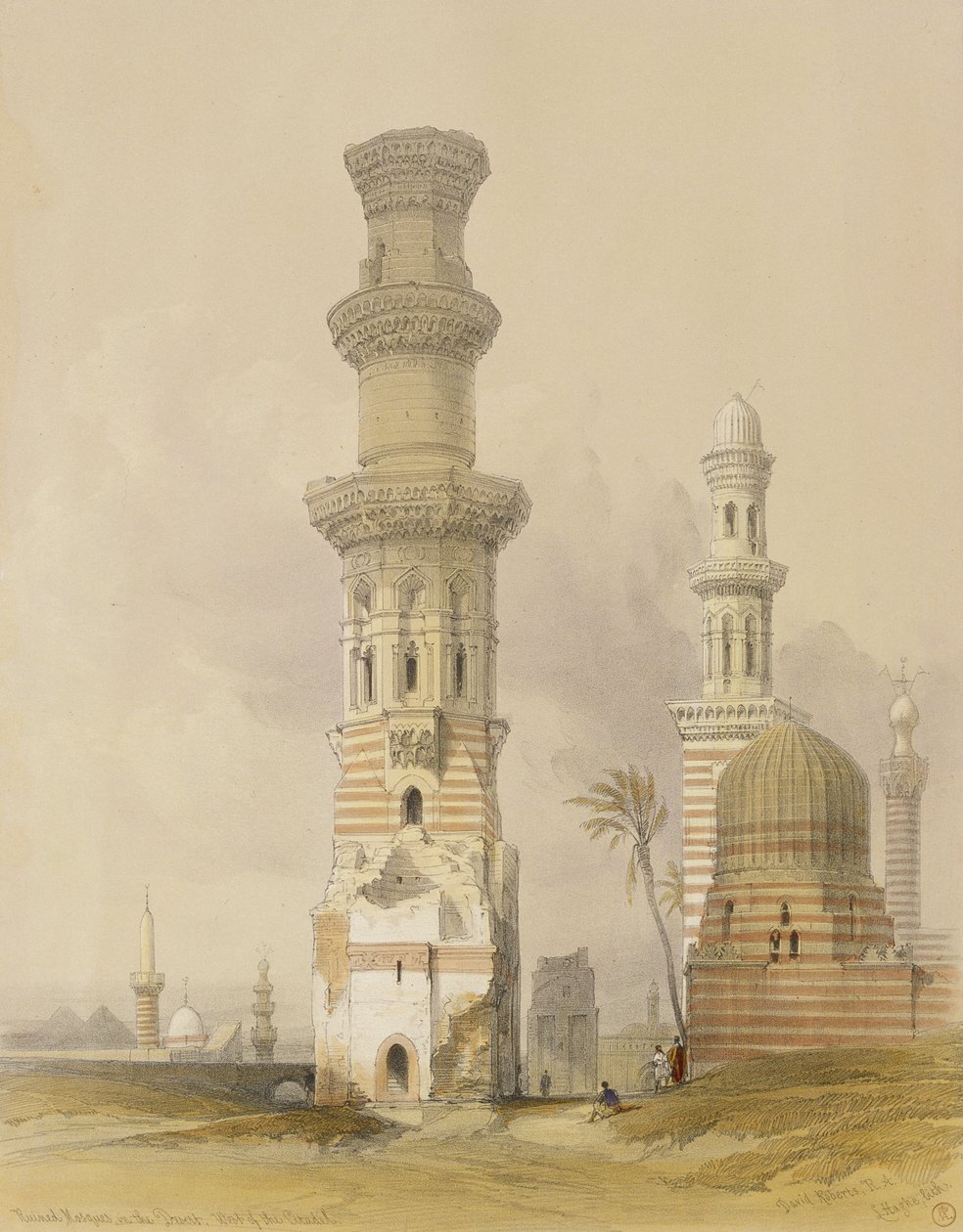 Zničené mešity v poušti, západně od Citadely, Káhira, z Egypta a Núbie, sv.3 od David Roberts