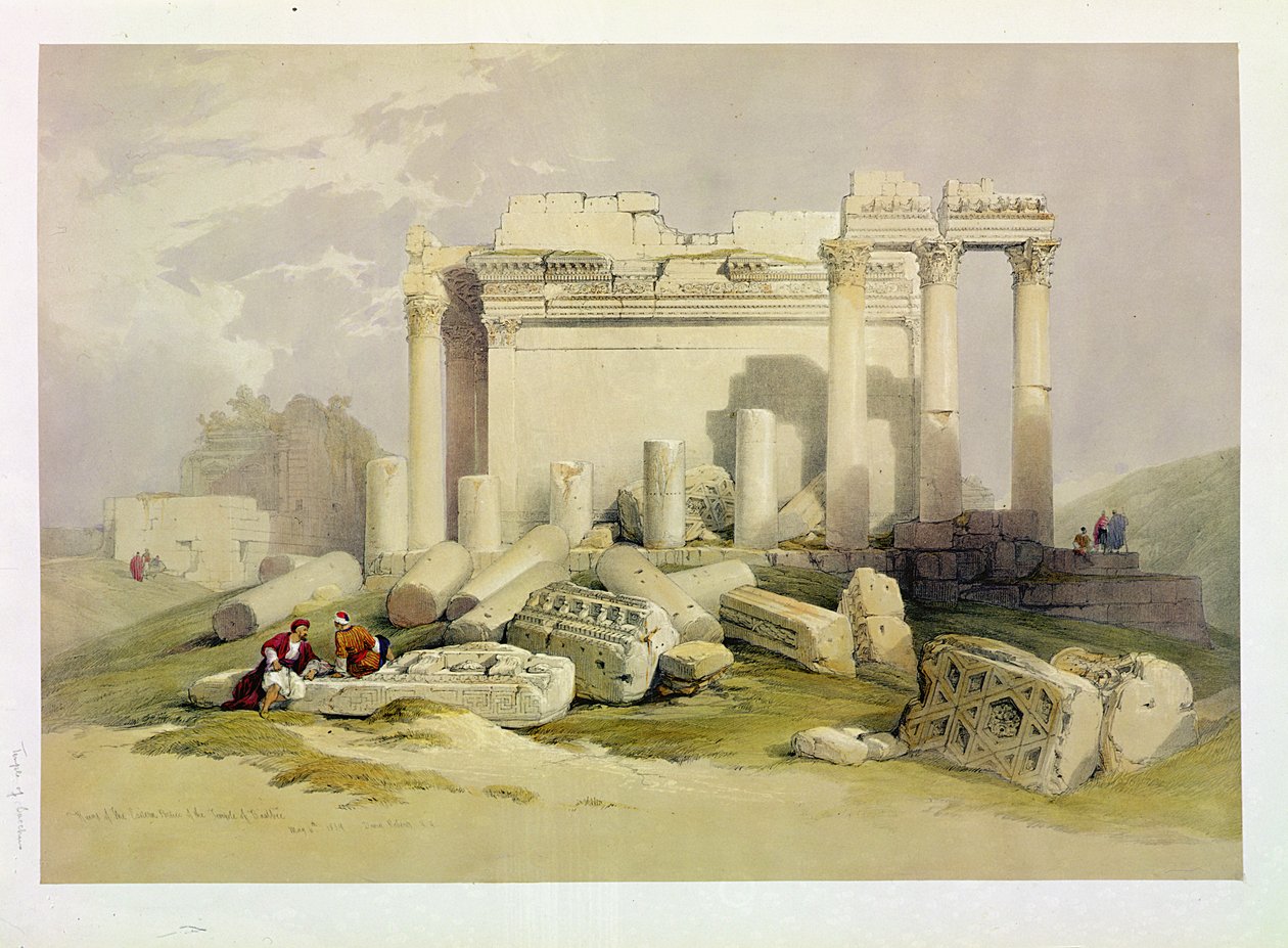 Ruiny východního sloupoví chrámu Baalbec, 6. května 1839, deska 83 ze svazku II 