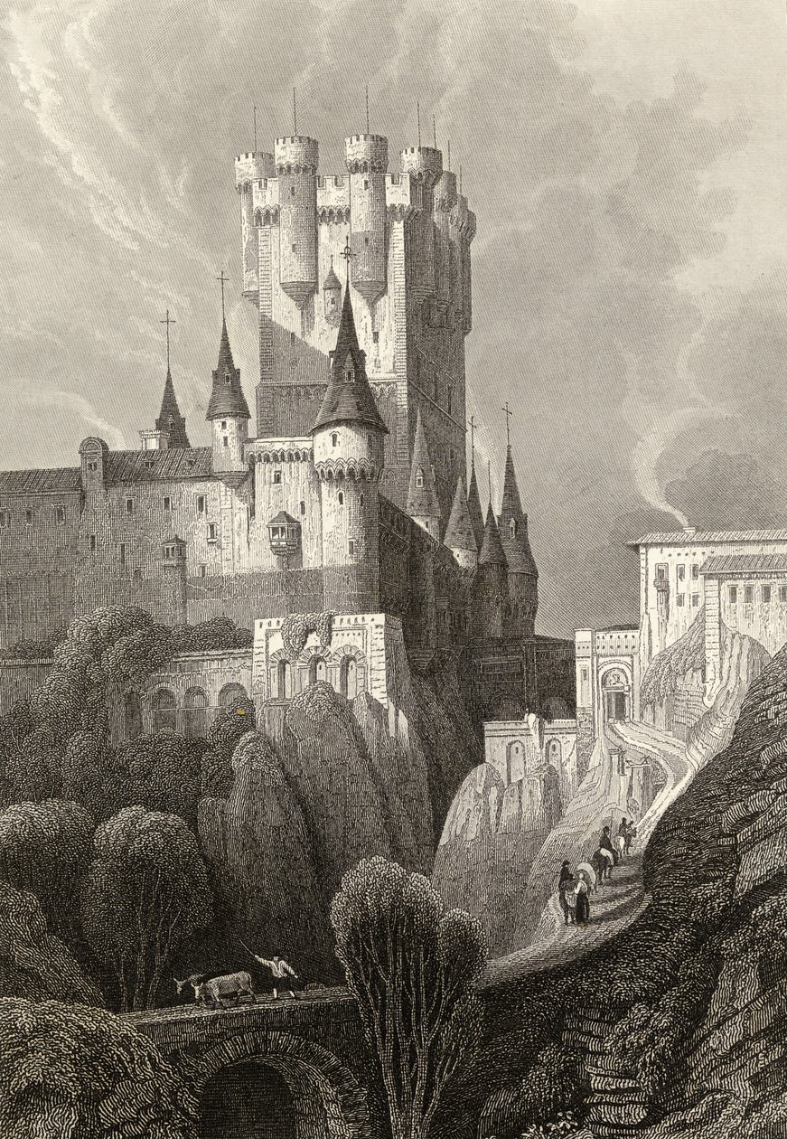 Alcazar před požárem v roce 1862, Segovia od David Roberts