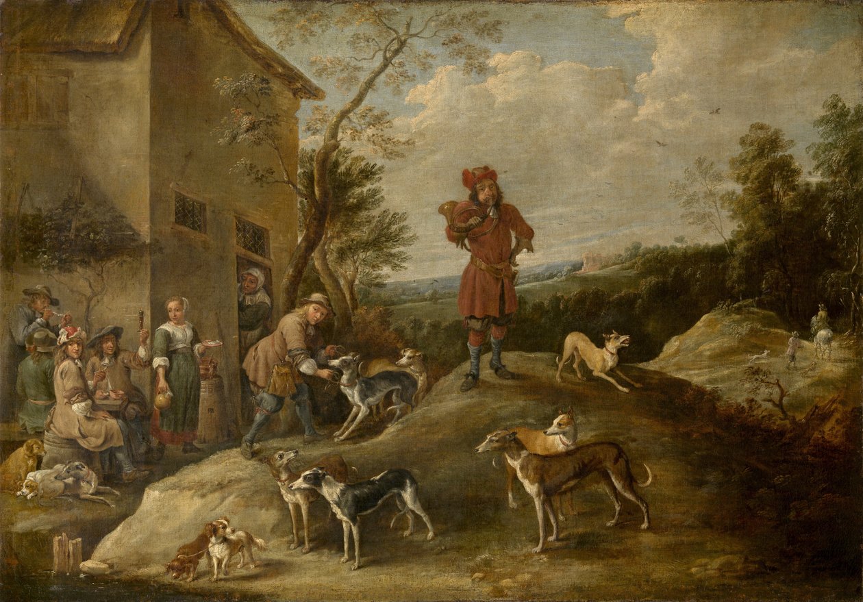 Odpočívající lovci od David Teniers the Younger