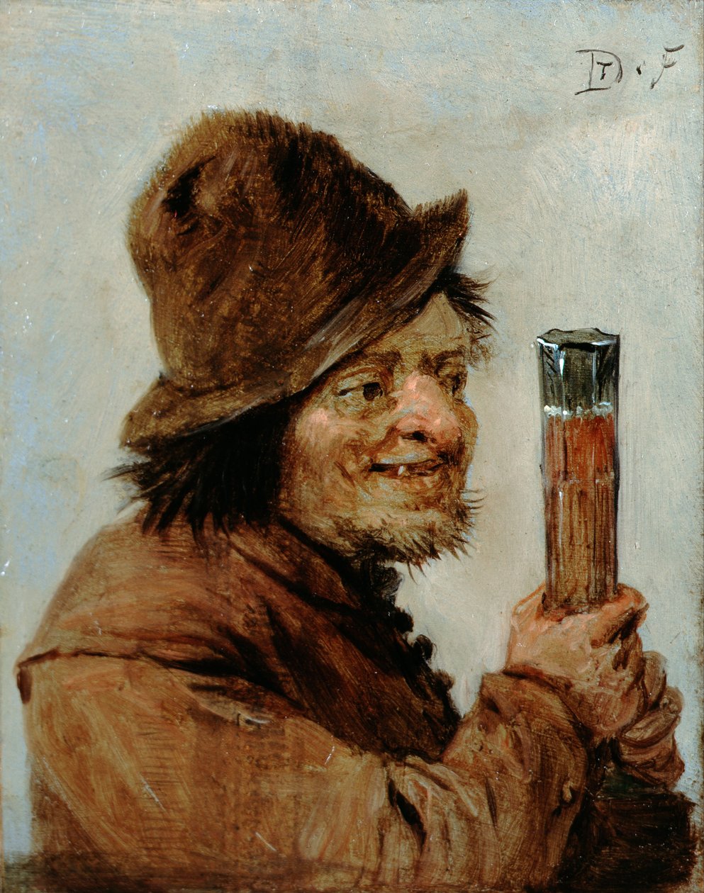 Rolník držící sklenici od David Teniers the Younger