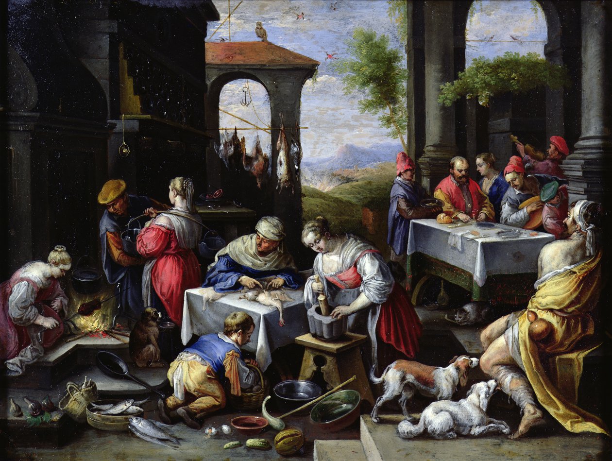 Podobenství o Lazarovi a boháči (olej na mědi) od David Teniers the Younger