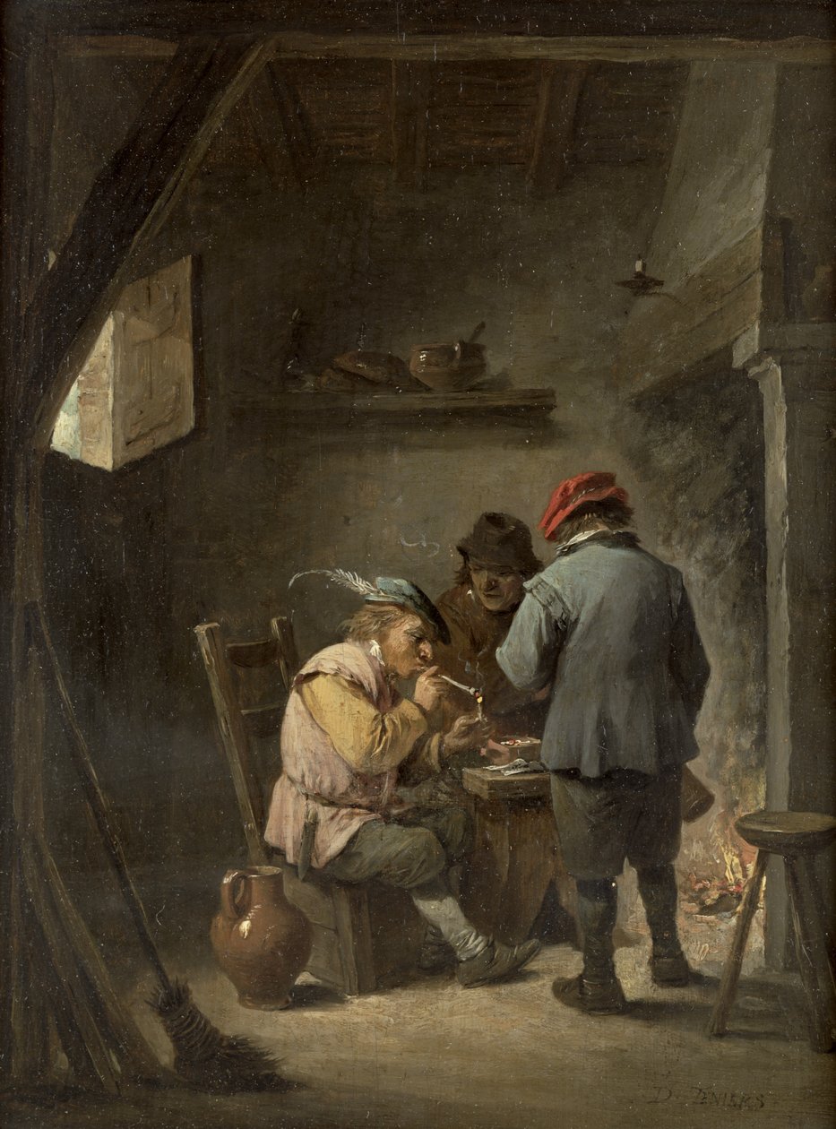 Rolníci u požáru hostince od David Teniers the Younger