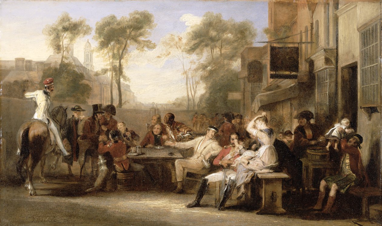 Důchodci z Chelsea při přebírání novin oznamujících bitvu u Waterloo, cca 1819 od David Wilkie