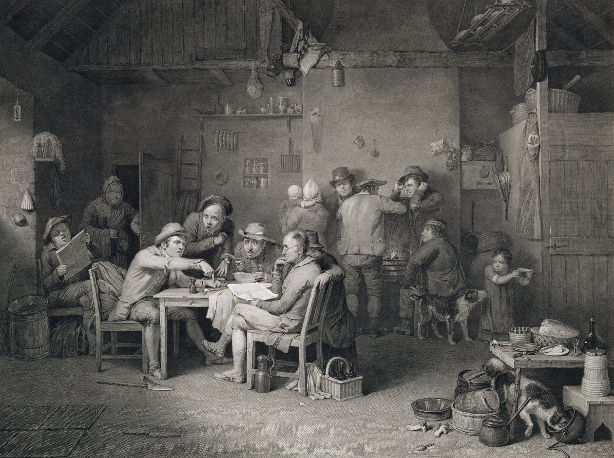 Vesničtí politici, rytina Abrahama Raimbacha (1784-1868), 1814 od David Wilkie