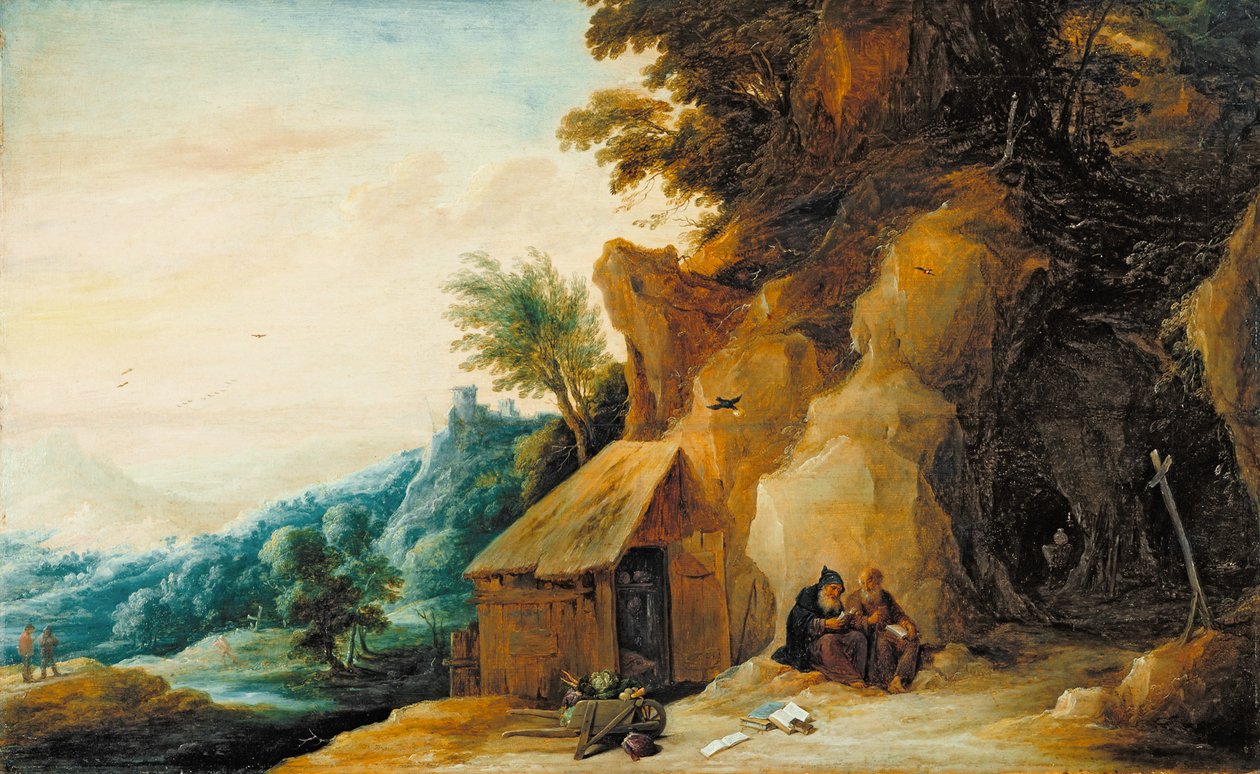 Svatí Antonín a Pavel v krajině, kolem 1636-38 (olej na panelu přenesený na masonit) od David Teniers the Younger