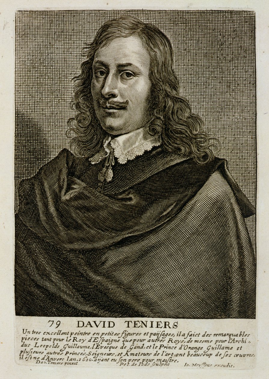 Autoportrét, deska 79 ze série portrétů umělců, vyryl Pieter de Jode II (1606-str. 1674) od David Teniers the Younger