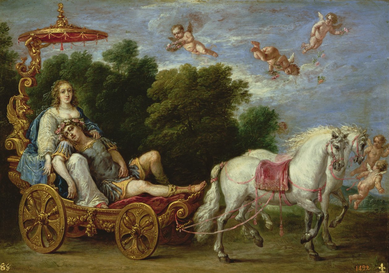 Únos spícího Rinalda na Fortunate Isle od David Teniers the Younger