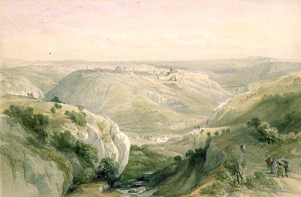 Jeruzalém z jihu, 12. dubna 1839, deska 10 ze svazku I „Svaté země“, vyrytý hospodou Louisem Haghem (1806-85). 1842 (litho) od David (after) Roberts