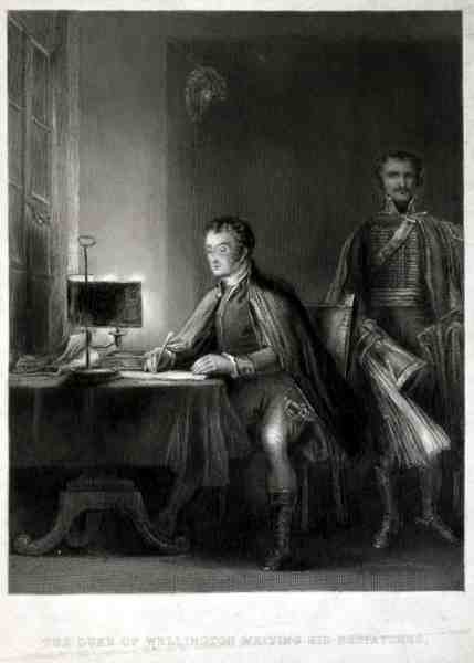 Vévoda z Wellingtonu píše své zprávy, vyryl William Greatbach (nar. 1802) (rytina) od David (after) Wilkie