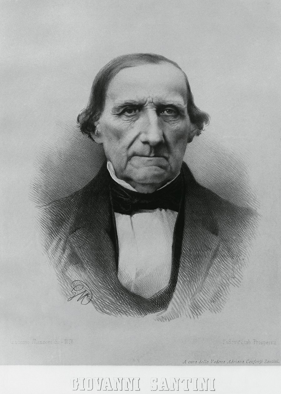 Portrét Giovanniho Santiniho (1787-1877), italského astronoma, matematika a vědce od John Ward Dunsmore