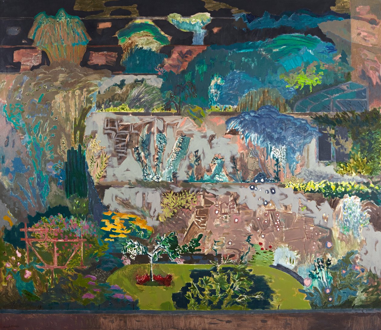 Suffolk Road Back Gardens, cca 1993 (olej na plátně) od David Alan Redpath Michie