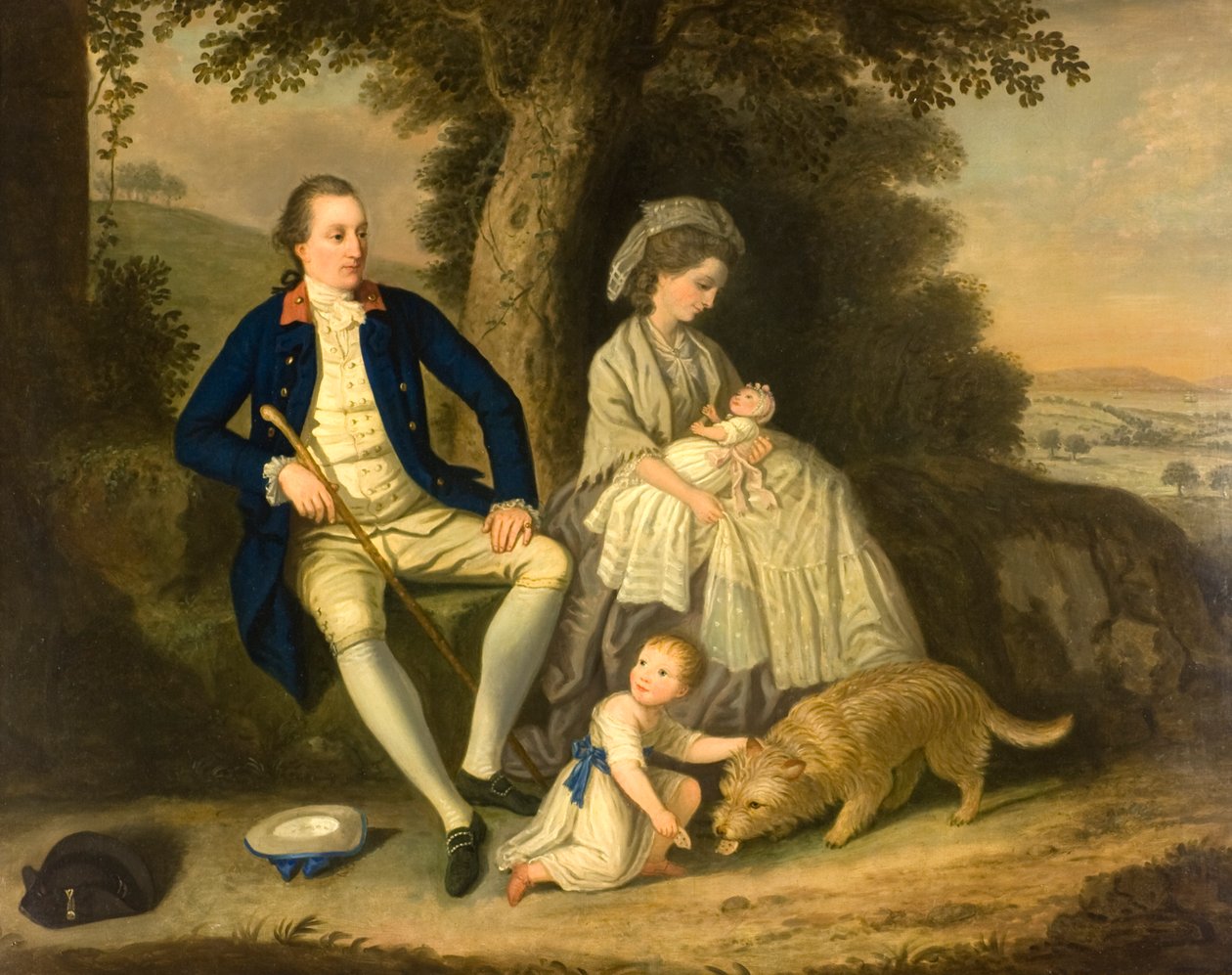 Portrét Charlese Watsona, Esq, a jeho manželky Lady Mary s jejich dvěma dětmi, Jamesem a Anne, v krajině od David Allan