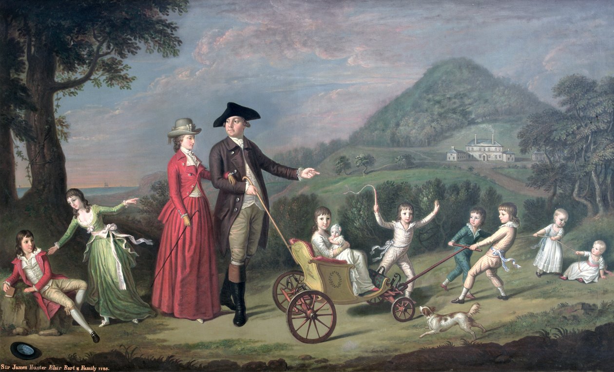 Sir James Hunter Blair, 1. Bart., se svou ženou a devíti z jejich čtrnácti dětí, 1785 od David Allan