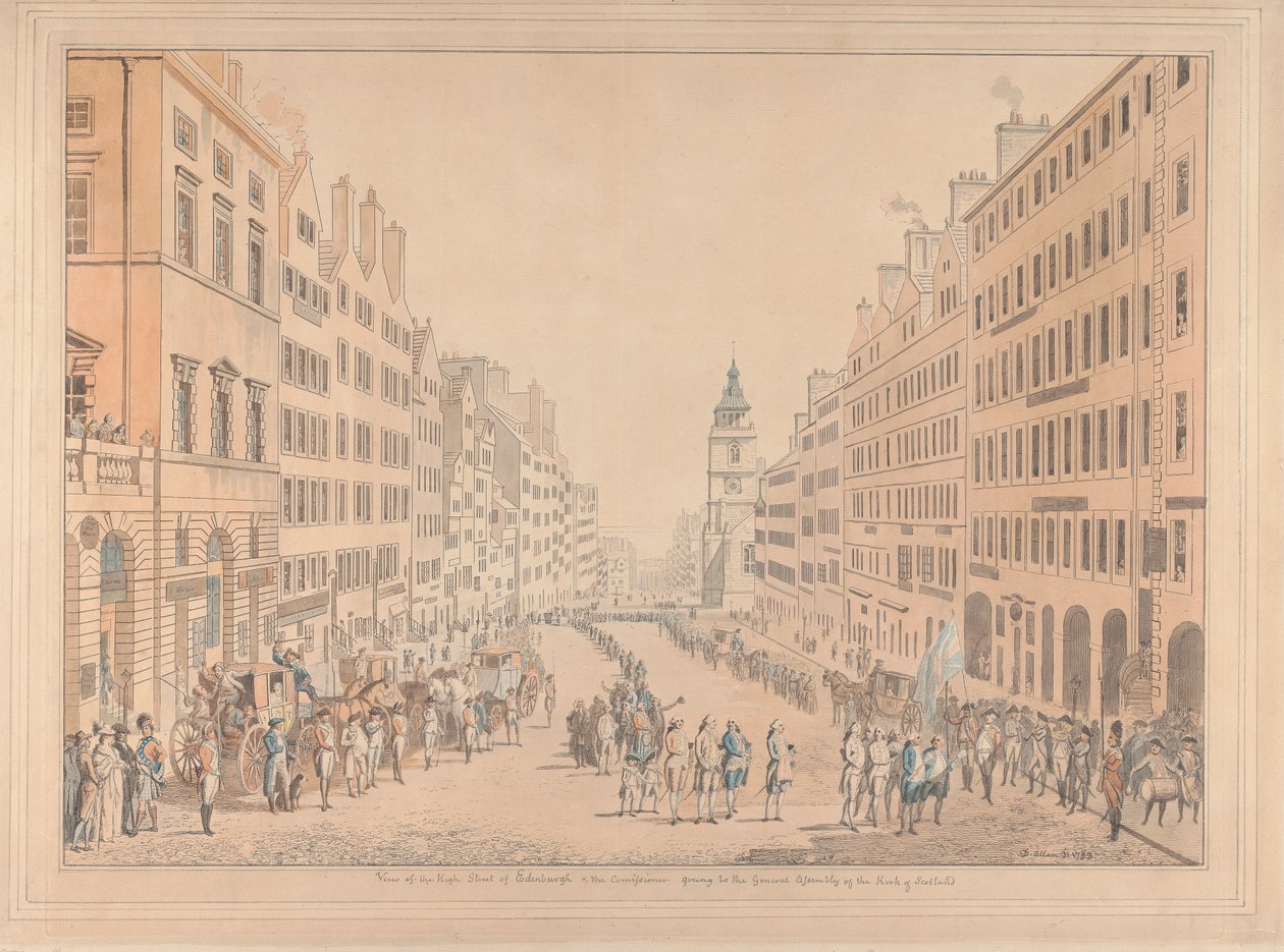 Pohled na High Street v Edinburghu a komisaře od David Allan