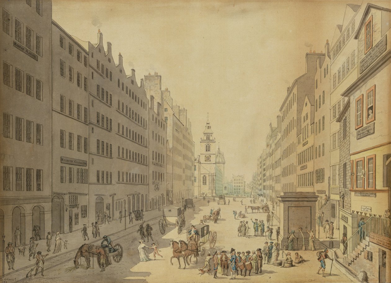 Pohled na High Street of Edinburgh z východu, 1793 od David Allan