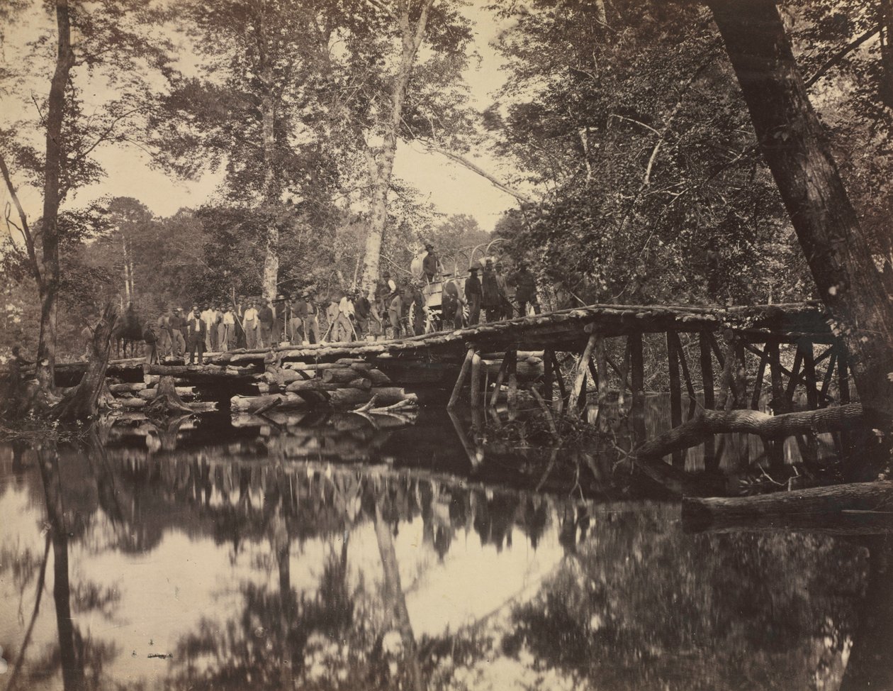Vojenský most, přes Chickahominy, Virginie, 1862. od David B. Woodbury