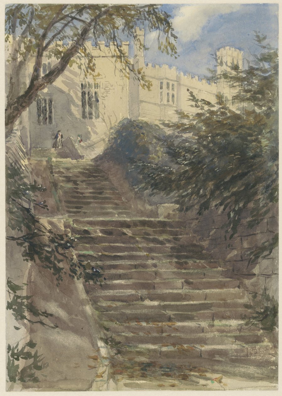Zahradní schodiště v Haddon Hall (Derbyshire) od David Cox (I)