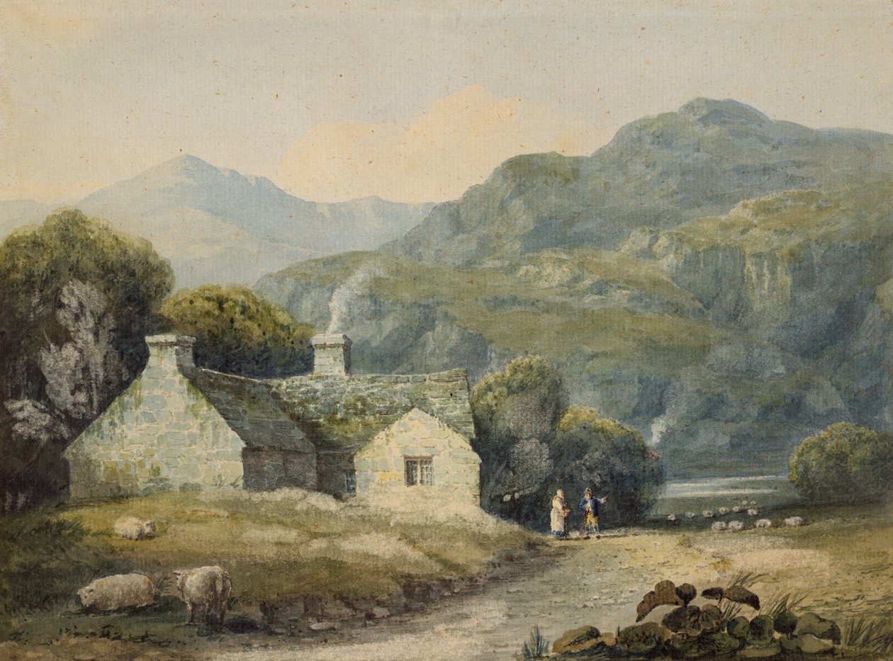 Statek v Llanberis, Severní Wales (wc na papíře) od David Cox