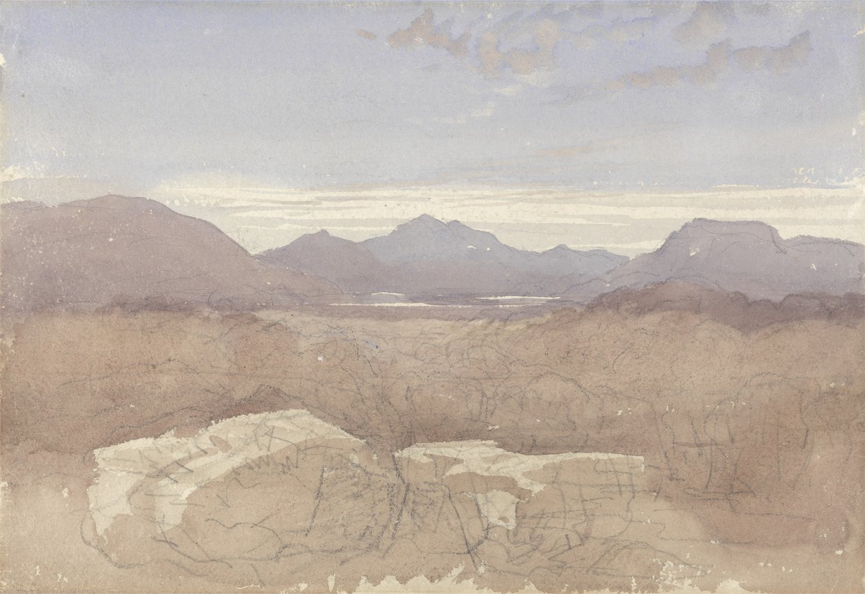 A Mountainous View, North Wales, c.1818 (s/c a grafit na papíře) od David Cox