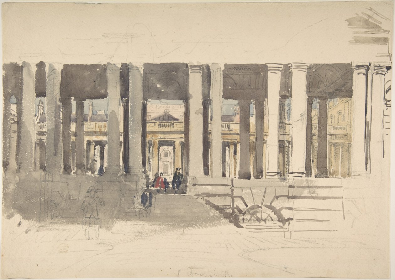 Nemocnice v Greenwichi (přední strana); Studie budovy (zadní strana) od David Cox