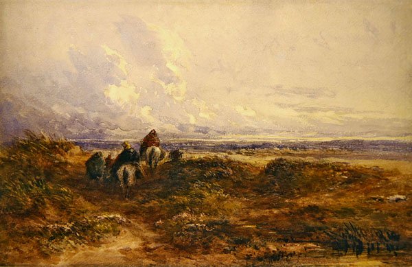 Cikáni jdou přes vřesoviště (akvarel na papíře) od David Cox